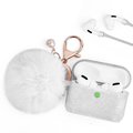 Iphone iPhone CAAPR-FURB-WT Furbulous Collection 3 in 1 Thick Silicone TPU Case with Fur Ball Ornament Key Chain & Strap for Airpods Pro - Ivory White Glitter CAAPR-FURB-WT